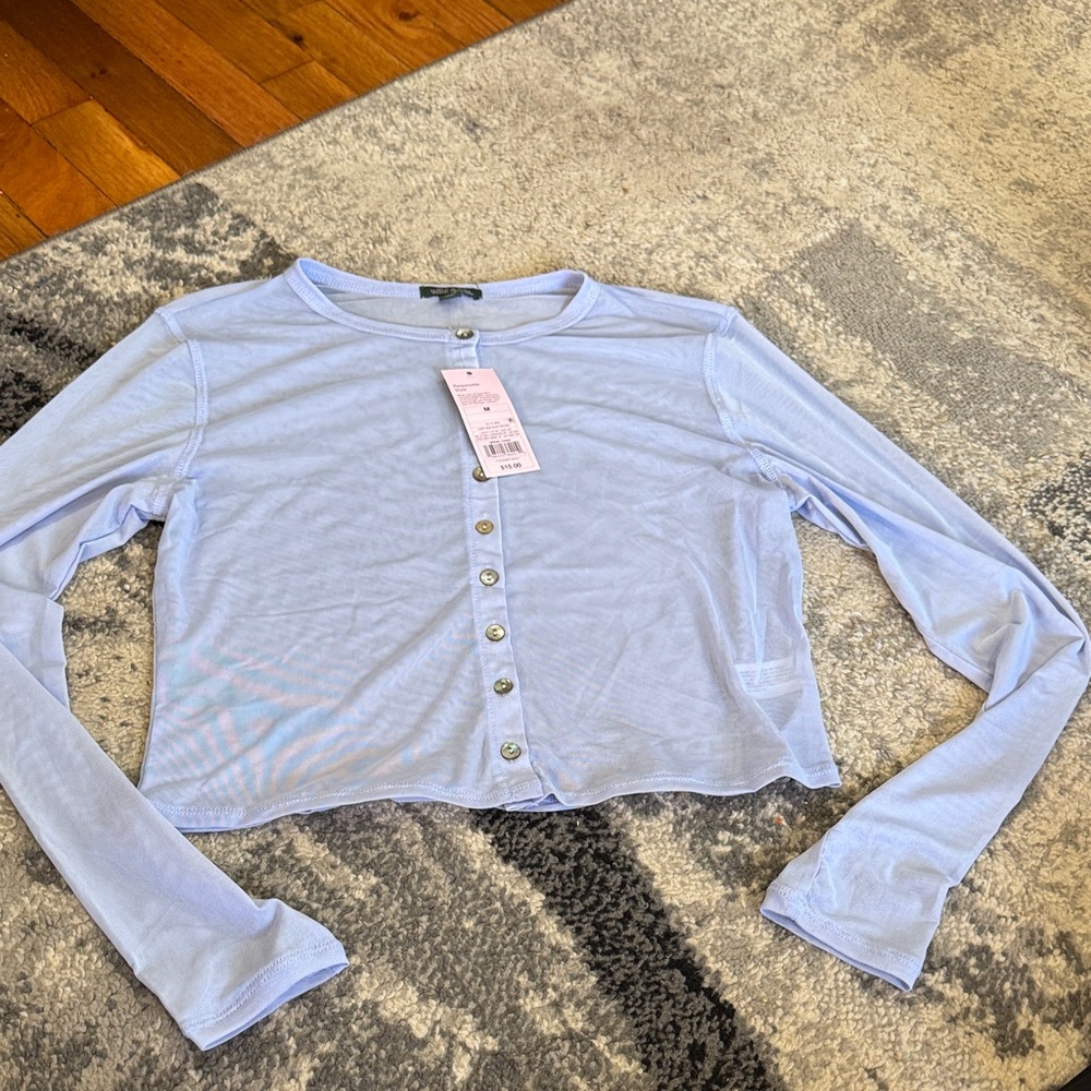 NWT size medium sheer Wild Fable Light Blue Button-Up Top